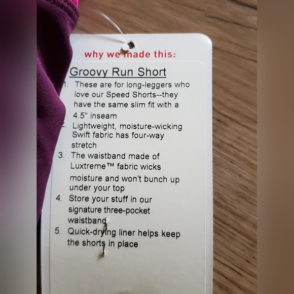 LULULEMON 6 Groovy Run Short Plum Raspberry Glo Light Pow Stripe Shorts🌺 - Picture 2 of 8